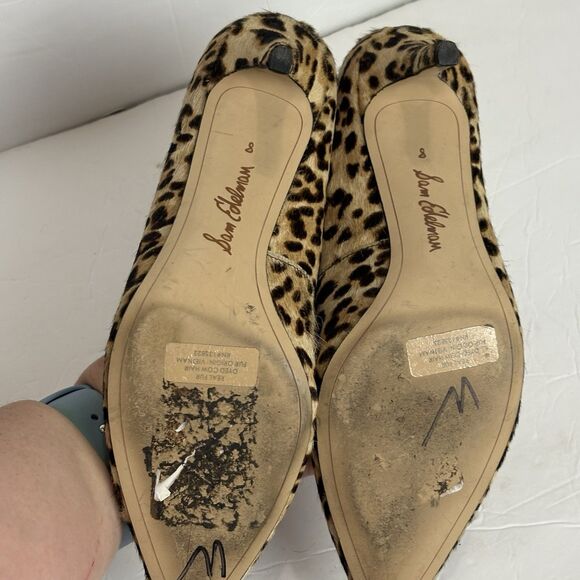 Sam Edelman Leopard Calf Hair Tiana Pointed Toe Pump High Heel Size 8M Studded - Picture 8 of 11